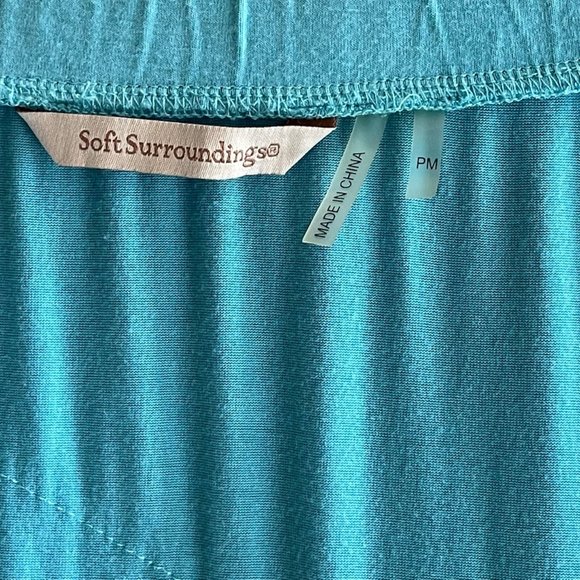 SOFT SURROUNDINGS Turquoise Knit Maxi Skirt Tiered Ruffled PM - Picture 3 of 10